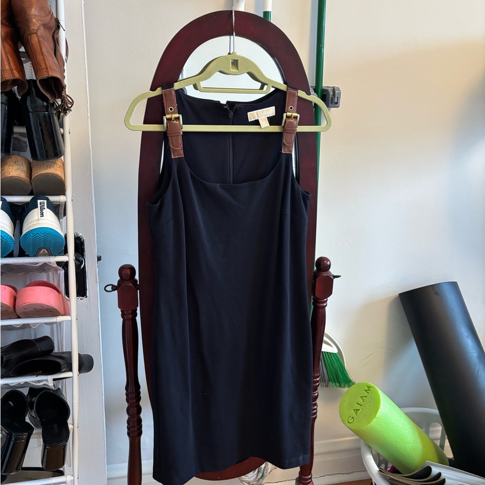 Michael Kors Black Dress with Brown Strap Detail